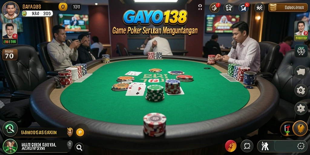 Tampilan gameplay menarik dalam aplikasi GAYO138 yang membuat poker semakin hidup.