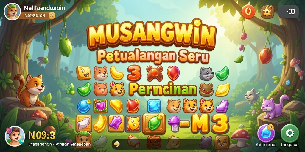 Screenshot MUSANGWIN menampilkan gameplay seru dari tantangan Match-3.